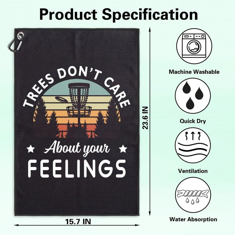 Msticey Tree Don't Care About Your Feelings Printed Microfiber Towel, Disc Golfer Gift for Dad, Father's Day, Disc Golf Accessories - Image 2